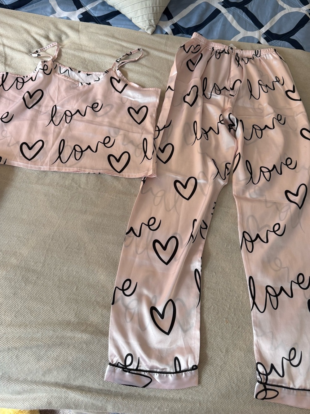 Pink 'Love' Heart Pajama Set